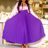 DAIIIBABYYY  -  Elegant Pleated Bottom Skirts for Women High Waisted Belt Waisted Loose Ankle Length Fashion Female Birthday Party Vestidos Robe