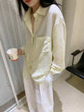 DAIIIBABYYY  -  Shirt Loose Silhouette Lazy Style Top Early Spring Simple Layered Blue Shirt for Women