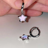Daiiibabyyy  Y2K Pink Moonlight Stone Star Pendant Earrings For Women Egirl Fashion Sweet Crystal Star Ear Buckle Jewelry Accessories
