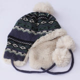 Daiiibabyyy  Autumn Winter Sherpa Peru Hat Ear Protection Warm Knitting Plush Ball Snow Ski Cap Hunting Balaclava Windproof Hats