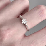 Daiiibabyyy  New Frosted Zircon Ring Neutral Star Adjustable Open Ring Unique Sweet Cool Style Wedding Party Jewelry Accessories Gifts