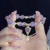 DAIIIBABYYY  -  Steel Fun Y2k Accessories Women Bracelet Crystal Purple Zircon Water Drop Pendent Tassel Hand Chain for Girls Friendship Gift