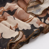 Daiiibabyyy  American Vintage Flower Print Ruffles Gauze Patchwork Low Waist Mid-length Skirts