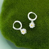 DAIIIBABYYY  -   New Simple Daisy Flower Pendant Hoop Earrings for Women Korean Sweet Cute Hanging Earrings Girl Wedding Party Jewelry Gifts