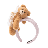 Daiiibabyyy  Pink Hair Clip Plush Bear Headband Lace Bow Soft Cartoon Animal Hair Claw Non-slip Texture Lightweight Hairband Washing Face