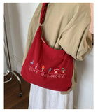 Daiiibabyyy  Fashion Preppy Letter Embroidery Shoulder Bag Vintage Y2k Aesthetic Kawaii Women's Handbags Casual All Match Ins Crossbody Bags