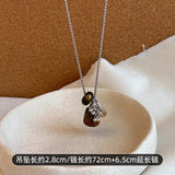Daiiibabyyy  Natural Stone Necklace with Water Droplet Pendant for Women Adjustable Long Sweater Chain