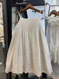 DAIIIBABYYY  -  Sweet Girl Japanese Hem Heavy Embroidery Lace Cotton Suspender Dress Women Summer Off-shoulder Simple Temperament Sling Dresses