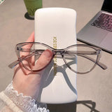 DAIIIBABYYY  -  Retro Blue Green Oval Small Frame Glasses Frame Women's Anti Blue Light Glasses New Fashion Y2K Style Eyeglasses Frame