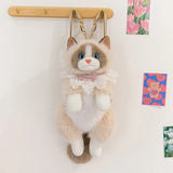 Daiiibabyyy  Cute Realistic Ragdoll Backpack Women Cat Plush Doll Small Capacity Daypack Lolita Cartoon Personality Mochilas Mujer