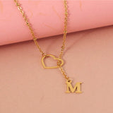 Daiiibabyyy  Fashion Letter Heart Stainless Steel Choker Necklace For Woman Gothic Jewelry Hip Hop Party Sexy Clavicle Chain
