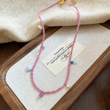 Daiiibabyyy  Crystal Stone Pearl Handmade Beadeds Chain Choker Necklace For Women Luxury Elegant Fashion Charm Aesthetic Jewelry Accessories
