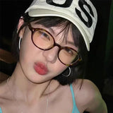 DAIIIBABYYY  -  Y2K Retro Oval Frame Glasses Women Leopard Ins Sweet Cool Eyewear Trend Brand Reading Computer Anti Blue Light Eyeglasses