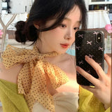 DAIIIBABYYY  -  Polka Dots Chiffon Transparent Breathable Sunscreen Shawl Female Summer Thin Long Beach Towel Sun Silk Scarf