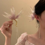 DAIIIBABYYY  -  Summer Sweet Fairy Cosplay Hanfu Accessories Female Mermaid Earrings Ear Hook Elf Tassel Hair Accessories Photography Props