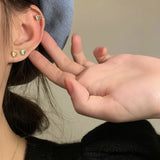 Daiiibabyyy -  6/Pairs Heart-shape Crystal Small Stud Earrings Set Girl Child Heart Star Animal Moon Crown Rhinestone Earring Brincos Jewelry