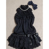 Daiiibabyyy  Japanese Vintage Gothic Elegant Black 2 Piece Set Women Chic Y2k Sleeveless Tops + Skirts Harajuku Fashion Causal Retro Outfits