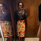 Daiiibabyyy  Vibrant Floral Print High-Waisted Midi Skirt Front Split Hem Straight Summer Women Pencil Skirt Chic Casual Lady Bottoms
