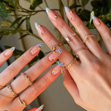 Daiiibabyyy  10pcs Handmade Floral Press-On Nails - Blue & Yellow Flower Design, Elegant Artistic Nail Supplies