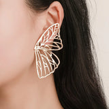 Daiiibabyyy Stainless Steel Earrings Exquisite Vintage Butterfly Wings Symmetrical Charms Fashion Stud Earrings for Women Jewelry Girl Party