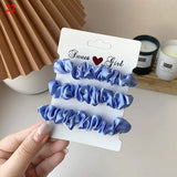 DAIIIBABYYY  -  3PCs/set Silk Satin Elastic Hair Band Small Scrunchies Set Ladies Rubber Bands Ponytail Holders for Women Girls Hair accessories