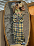 DAIIIBABYYY  -  Tall Girl Checkered Maxi Long Skirt Women Contrast Straight Loose Big Pockets Cargo Skirt Casual Holiday Retro Clothes