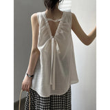 DAIIIBABYYY  -  Korean Tencel Linen Sleeveless Doll Shirt Women's Summer Loose Sweet Shirt Top