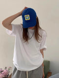 DAIIIBABYYY  -  Korean Back Letter Love Printed T-shirt Women Summer New Style Retro Temperament Loose Color Collision Versatile Top