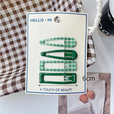 Daiiibabyyy  Retro Morandi Plaid BB Hair Clips Korean Style Early Autumn Daily Side Bang Clip Nape Baby HairClips for Women and Girls 1 Set