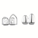Daiiibabyyy  2Pcs Hip Hop Golden Silvery Glossy Hollowed Teeth Grills Decoration For Men Women