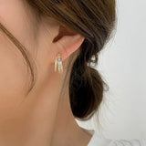 Daiiibabyyy  Silver Zircon Square 18K Gold Hoop Earrings for Women Trendy Geometric Fine Jewelry Light Luxury Accessories