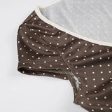 DAIIIBABYYY  -  Women's Summer New Polka Dot Spliced Color V-Neck American Style Fashion Elegant Slim Short Sleeve Commuter Aesthetic Dresses