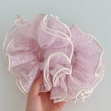 Daiiibabyyy  1PC Light Korean Pink Polka Dot Lace Scrunchie, Sweet Princess Hair Tie, Ins Style Hair Accessory For Women Daily Styling