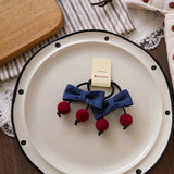 Daiiibabyyy  Cowboy Fabric Bow Cherry Hair Clip Korean Style Cute Trendy Unique Clip Ponytail On The Side of The Bangs Headband Accessories