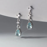 Daiiibabyyy  Light Luxury Blue Water Drop Zircon Hoop Earring for Women Exquisite Y2K Party Jewelry Accessories