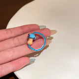 Daiiibabyyy  Colorful Mushroom Bead Ring New Elastic Rope Design Cute Playful Women Dopamine Finger Ring Trendy Contrast Color Party Jewelry