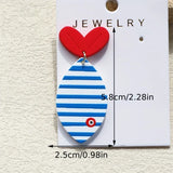 Daiiibabyyy  Ocean Blue Striped Print Fish Tail Acrylic Stud Earrings for Women Cute Beach Vacation Design Earrings Party Jewelry Gifts