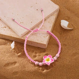 DAIIIBABYYY  -  Handmade Bohemian Sweet Colorful Polymer Clay Chain Bracelets for Women on Hand Flower Elastic Bangles Y2K Jewelry Gift