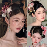 Daiiibabyyy  New fabric Flower Hair New Chinese Headdress set Bridal High Sense Hair Accessories