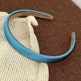 Daiiibabyyy  1PC Women's Autumn Winter Daily Teal Satin Headband Minimalist Fashion Hair Accessory Stylish Daily Hair Decoration