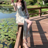 Daiiibabyyy Fashion Chiffon French Style Hot Girl Dress Tighten The Waist 2024 Spring Summer New Fashion Dress Princess Kawaii Dress