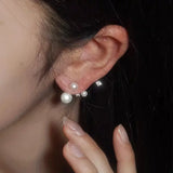 Daiiibabyyy  New Luxury Imitation Pearl Stud Earrings for Women Sparkling Cubic Zirconia Geometric Earrings Date Party Jewelry Gift