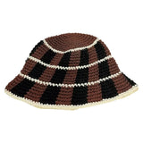 Daiiibabyyy  Casual Crochet Striped Bucket Hat Thermal Wool Cold Cap Korean Style Y2K Panama Hat Girl