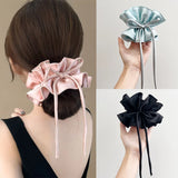 DAIIIBABYYY  -  Bow Ribbon Hairbands Long Elastic Sweet Scrunchies Flowers Hair Tied Bands Head Rope Women Korean Girl Ponytail Hair Accessories