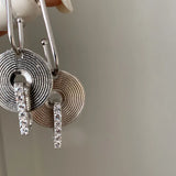 Daiiibabyyy  European and American Inlaid Rhinestone Round Pattern Pendant Drop Earring for Women  Niche High-end Girl Jewelry Wholesale