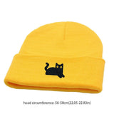 Daiiibabyyy  Sweet Cute Embroidered Cat Knitted Hat Warm Wool Knit Cap Ear Protection Embroidery Winter Caps Sports