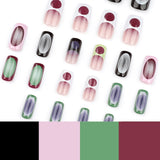 Daiiibabyyy  24pcs French Style Smudging False Nails Mid-length Square Shaped Fake Nail Full Cover Sweet Cool Wearable Press On Nail For Girl