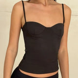 Daiiibabyyy  Women Sexy Slim Fit Camisole With Waist Cinched Solid Color Vest Top Summer Street Fashion Trend Casual And Comfortable Vacation