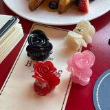 DAIIIBABYYY  -  Floral Hair Claw Red Hairclips Rose Acetate Hair Accessories for Girls and Women Headwear