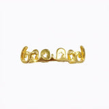 Daiiibabyyy  Retro Pattern Hollow Gold Teeth, Genuine Gold Electroplated Halloween Hip-Hop Dental Braces, Unique Men's Trendy Accessory